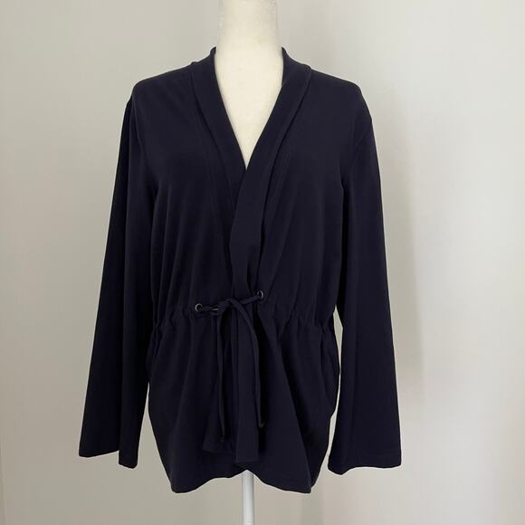 Eileen Fisher Organic Cotton Stretch Jersey Drawstring Cardigan Jacket XL - Picture 1 of 5